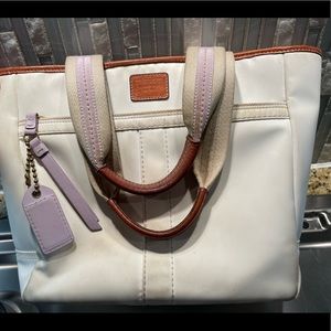 White and lavender Coach bag